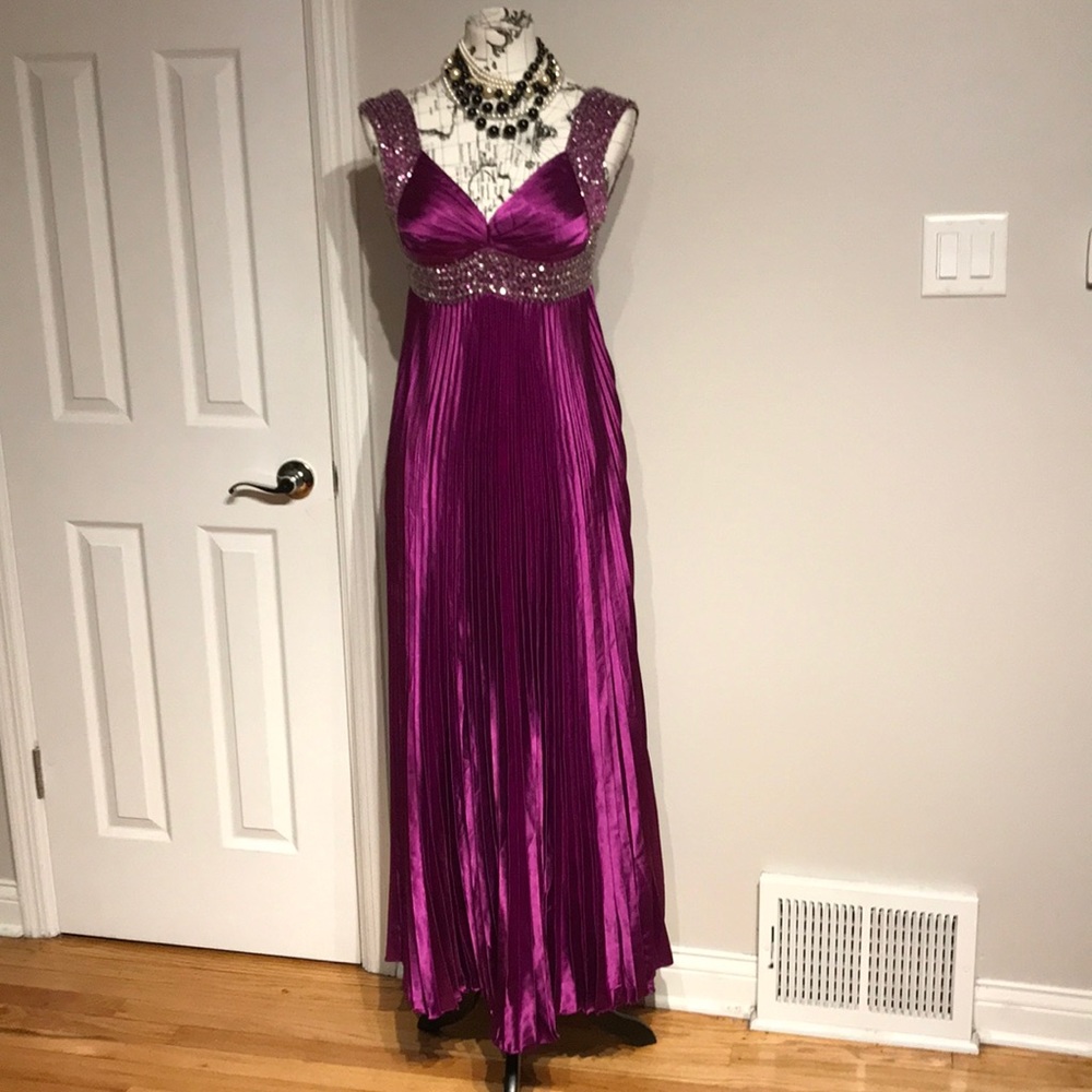 Fiesta Satin Vintage y2k Embellish bead Evening Formal colorful gown dress XS